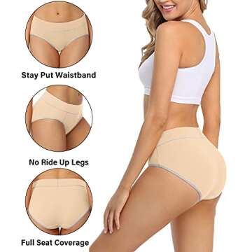 wirarpa Women's Cotton Underwear Stretch Mid Waisted Briefs Ladies Panties Beige Small