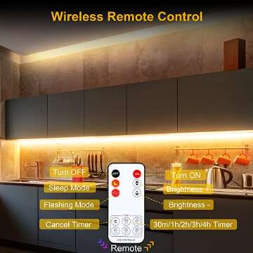 LAFULIT Under Cabinet Lighting Kit - 8 PCS, 2700K Warm White Flexible LED Strip Lights with Remote and Power Adapter for Kitchen Cabinets, Shelf, Desk, Counter - 13ft