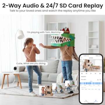 AOQEE 2K Home Security Cameras- Outdoor/Indoor Cameras for Baby/Nanny/Dog, 2.4Ghz WiFi Camera with 2-Way Talk, 24/7 SD Recordings, Color Night Vision, Siren, Works with Alexa/Google Home, C1-White-4P