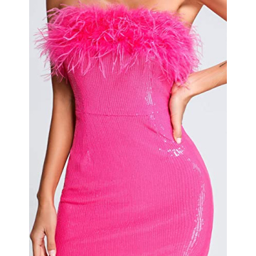 Mini Feather Dress Glamorous Party Dress for Women