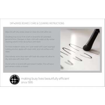 Three by Three Seattle 3.5 x 14 Inch Frameless Peel and Stick Dry Erase Weekly Planner for Office, H...