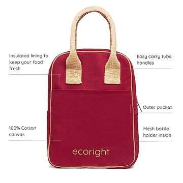 Eco Right Insulated Lunch Bag Women, Work Lunch Box for Men, Adults