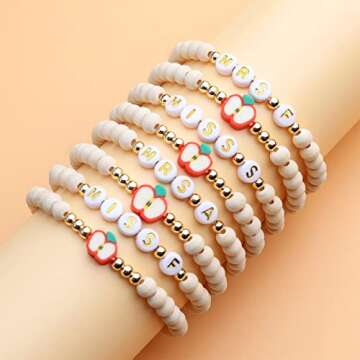 Teacher Gift New Teachers Bracelet for Women Teacher Appreciation Bracelets for Birthday First Day of School Back to School Teachers Supplies Personalized Jewelry Thank you Gifts Bulk (Mrs-T)