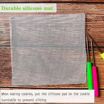 Cookie Decorating Supplies,Cake Sugar Icing Cookie Tools including 1 Acrylic Cookie Turntable,6 Cookie Decoration Brushes,1 Anti-Slip Silicone Mat and 3 Cookie Scribe Needle