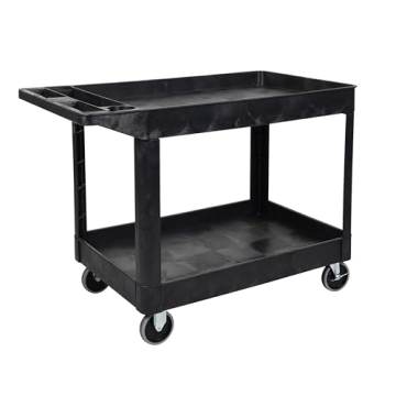 Tubstr Extra Large Two-Shelf Utility Cart | 500 lb Rolling Tool Cart for Warehouses & More