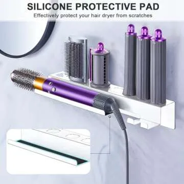 YAYINLI Hair Dryer Holder, Wall Mounted Blow Dryer Holder, Blow Dryer and Curling Iron Holder for 7 in 1 Styler Attachments, Adhesive Straightener Holder, Hair Tools Organizer Storage for Bathroom