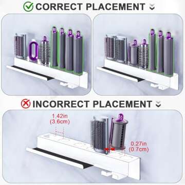 YAYINLI Hair Dryer Holder, Wall Mounted Blow Dryer Holder, Blow Dryer and Curling Iron Holder for 7 in 1 Styler Attachments, Adhesive Straightener Holder, Hair Tools Organizer Storage for Bathroom