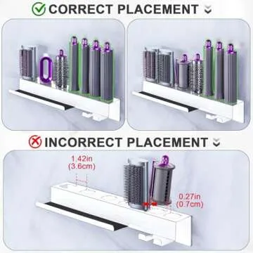 YAYINLI Hair Dryer Holder, Wall Mounted Blow Dryer Holder, Blow Dryer and Curling Iron Holder for 7 in 1 Styler Attachments, Adhesive Straightener Holder, Hair Tools Organizer Storage for Bathroom