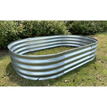 7 ft. x 3 ft. Raised Garden Bed Metal Elevated Planter for Vegetable Flower Herb, Silver