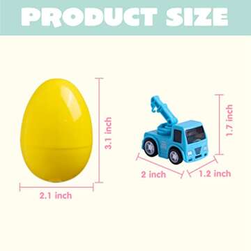 JOYIN 12 Packs Pre-Filled Easter Eggs with Cars for Boys, Basket Stuffers Easter Egg Hunt, Goodie Bag Fillers Classroom Prize and Party Favors for Kids