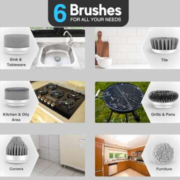 Small Electric Cleaning Brush - Handheld Power Scrubber - Mini Portable Electric Spin Scrubber with 8 Replaceable Heads for Bathrooms, Kitchens, Grills, and Stoves