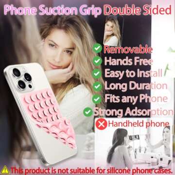 Yojaro Silicone Suction Cup Phone Case Mount Double Sided, Phone Accessories Hands-Free Strong Grip ...