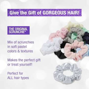Scunci by Conair 10pk Scrunchie Gift Box - hair ties -holiday gifts - teen girl gifts trendy stuff - hair elastics - hair accessories for girls and women - Pastel