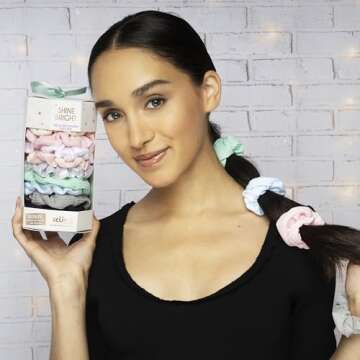 Scunci by Conair 10pk Scrunchie Gift Box - hair ties -holiday gifts - teen girl gifts trendy stuff - hair elastics - hair accessories for girls and women - Pastel