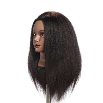 Hairginkgo Mannequin Head - 100% Real Hair Manikin for Hairdresser Training and Styling Practice - W...
