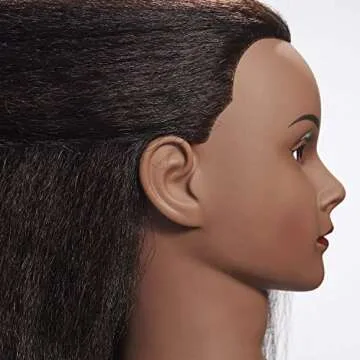 Hairginkgo Mannequin Head - 100% Real Hair Manikin for Hairdresser Training and Styling Practice - With Clamp Stand (1711B0216)