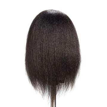 Hairginkgo Mannequin Head - 100% Real Hair Manikin for Hairdresser Training and Styling Practice - With Clamp Stand (1711B0216)