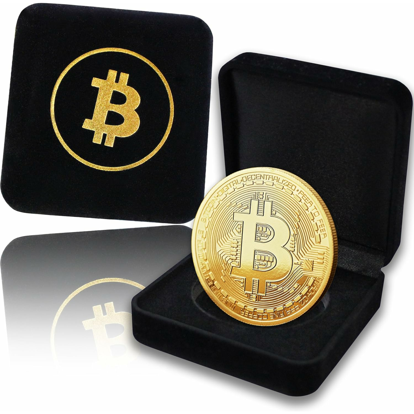 Gold-Plated Bitcoin Medal in Noble Giftbox
