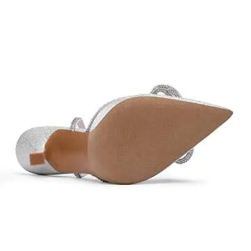 DREAM PAIRS Elegant Sparkly Bow High Heel Pumps