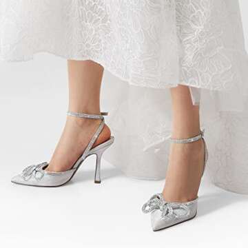 DREAM PAIRS Women's High Heels Destiny Closed Toe Strappy Heels Sexy Rhinestone Ankle Strap Pumps Wedding Bridal Party Dress Shoes Destiny,Size 9.5,Silver,SDPU2208W
