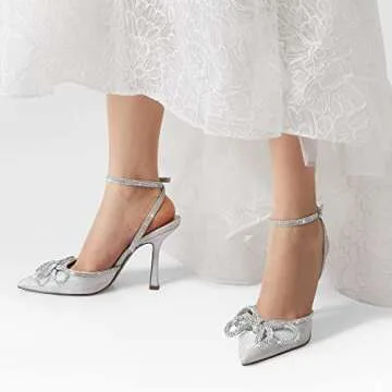 DREAM PAIRS Elegant Sparkly Bow High Heel Pumps