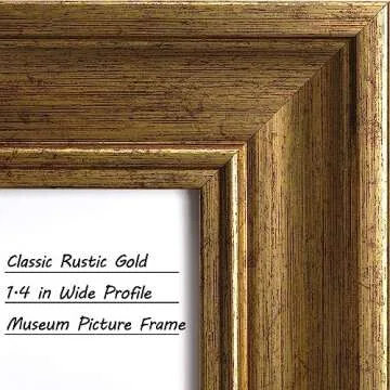 Yaetm 8x10 Picture Frame Matted to 5x7 Set of 4, 1.4” Wide Molding & Rustic Gold Photo Frames 8 x 10 with Tempered Glass, Display on Tabletop & Wall Mounting (4 pack, Gold)