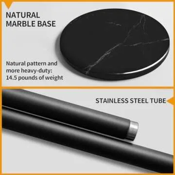 Tenkovic Freestanding Metal Coat Rack Stand, Natural Marble Base Hall Tree with 12 Hooks, Coat Hanger for Entryway, Hallway