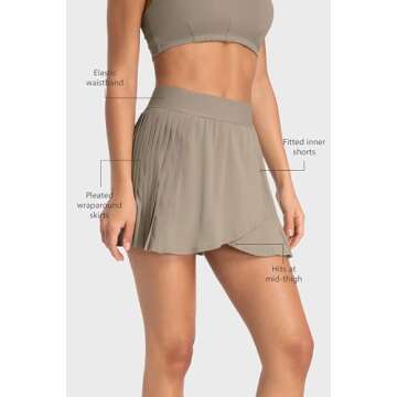 Altiland Women's Pleated Tennis Athletic Skirts with Shorts