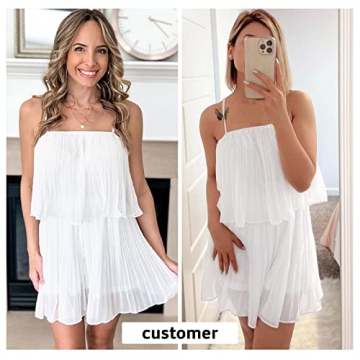 Stylish EXLURA Womens Spaghetti Strap Short Jumpsuit