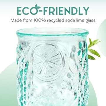 Amici Home Frutta DOF Glass | 12 Oz | Italian Made, Recycled Green Glass | Drinking Glass for Whiske...