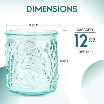 Amici Home Frutta DOF Glass Set | Eco-friendly Italian Design | 12 Oz