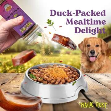 Wild Meadow Farms - Magic Dust Duck Jerky Topper, Single Protein Pet Food Topper for Dogs & Cats, Enhance Flavor & Elevate Mealtime Excitement for Picky Eaters - 3.5 Ounce Bottle in Duck Flavor