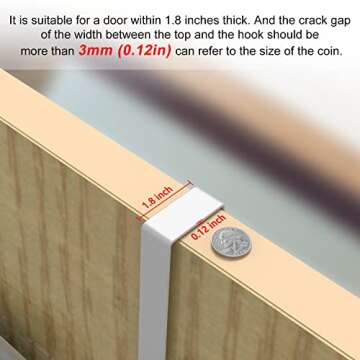 MILIJIA Coat Rack, Over the Door Hanger with Mesh Basket, Detachable Storage Shelf for Towels, Hats, Handbags, Coats (White-2 Baskets)