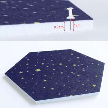 Uoisaiko Felt Hexagon Bulletin Board with 20 Push Pins, Pack of 8 Notice Boards for Home Office Kitchen, Push Pin Board Felt Wall Tiles for Photos Memos
