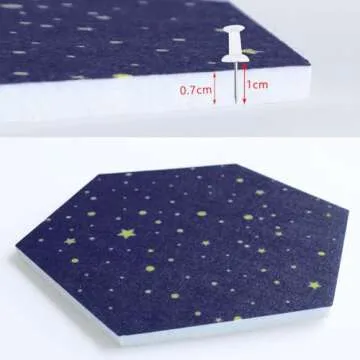 Uoisaiko Felt Hexagon Bulletin Board with 20 Push Pins, Pack of 8 Notice Boards for Home Office Kitchen, Push Pin Board Felt Wall Tiles for Photos Memos