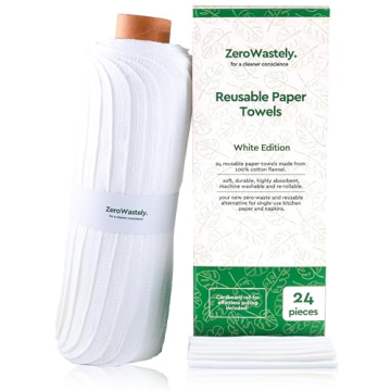 Reusable Paper Towels - Value Pack of 24 Paperless Paper Towels! - 100% Cotton, Super Soft, Absorben...