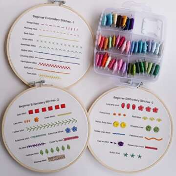 Bonroy Beginners Embroidery Kit - Learn 30 Stitches Easily