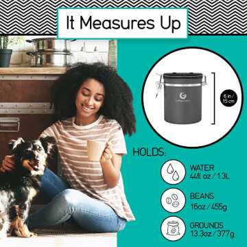 Coffee Gator Coffee Canister, Stainless Steel Airtight Coffee Containers for Ground Coffee with Date...