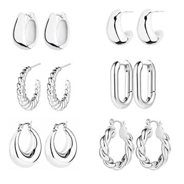 Stylish 6 Pairs Gold Hoop Earrings - Perfect Gift Set!