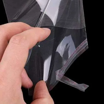 Borningfire 200 Pcs 4"x4" Square Clear Cello Cellophane Bags Resealable Self Adhesive Sealing, Good for Bakery Cookie Candy Soap Cards Snacks Food Treat Gift Favor