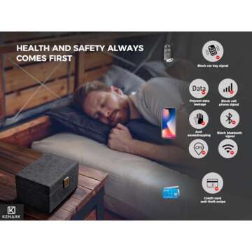 KENARK KK6M-BK Faraday Key Fob Protector Box, RFID Signal Blocking Shielding Box for Car Keys, Anti-Theft Vintage Faraday Cage with High-Grade Protein Leather, Black - Size: M