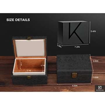 KENARK KK6M-BK Faraday Key Fob Protector Box, RFID Signal Blocking Shielding Box for Car Keys, Anti-Theft Vintage Faraday Cage with High-Grade Protein Leather, Black - Size: M