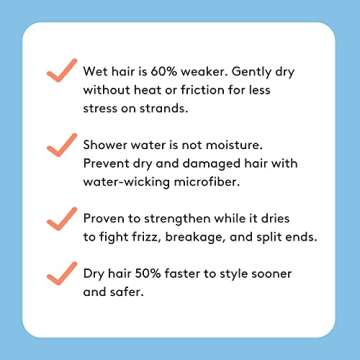 Aquis - Original Hair Turban, Patented Perfect Hands-Free Microfiber Hair Drying, Soft Pink (10 x 26 Inches)