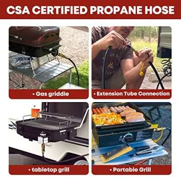 PatioGem 20 FT Quick Connect Propane Hose for RV to Grill, RV Propane Quick Connect Hose, Quick Disconnect Propane Hose Extension with 1/4"Safety Shutoff Valve for Grills, Griddles, Stove, Heater