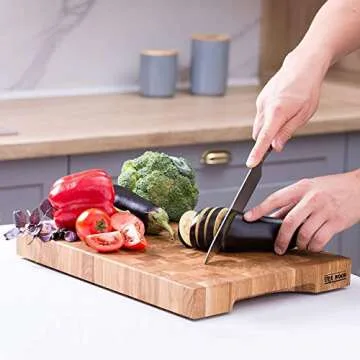 End Grain Wood cutting board - Wood Chopping block - Large cutting board 16 x 12 Kitchen butcher block Oak cutting board non slip cutting board with feet - Kitchen Wooden chopping board