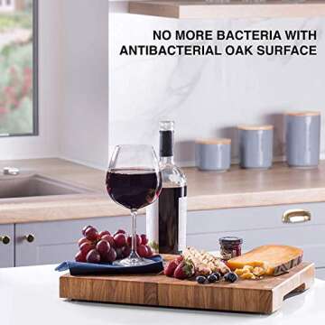 End Grain Wood cutting board - Wood Chopping block - Large cutting board 16 x 12 Kitchen butcher block Oak cutting board non slip cutting board with feet - Kitchen Wooden chopping board