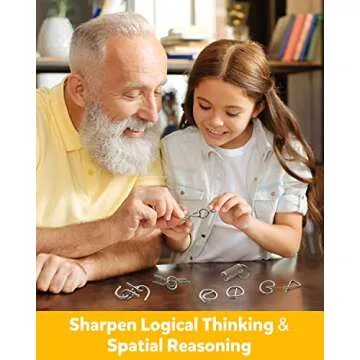 Coogam Metal Wire Puzzle Set of 16 with Pouch,Brain Teaser IQ Test Disentanglemen Iron Link Unlock Interlock Game Chinese Ring Magic Trick Toy for Party Favor Kids Adults Challenge