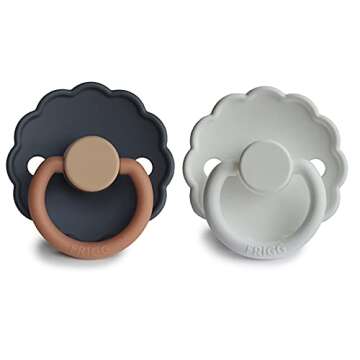 FRIGG Daisy SilkySoft Silicone Baby Pacifier | Made in Denmark | BPA-Free (Aurora/Bright White, 0-6 ...