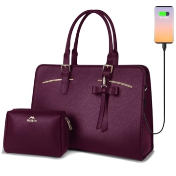 MATEIN Stylish Laptop Bag with USB Port for Women