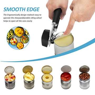 ACUTECATX Can Opener Manual Smooth Edge for Seniors With Arthritis - NO RUST Manual Can Opener Commercial Grade Stainless Steel Heavy Duty with Good Grips, Black